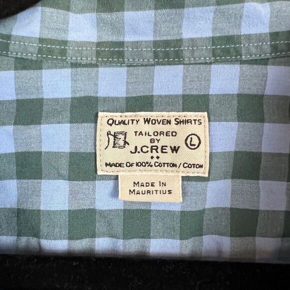 J. Crew Men’s Size Large Blue & Green Gingham Print Long Sleeve Button Down - Picture 3 of 4